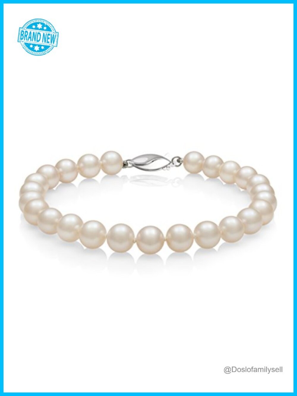 AA Quality White Cultured Freshwater Pearl Strand Bracelet Sterling Silver